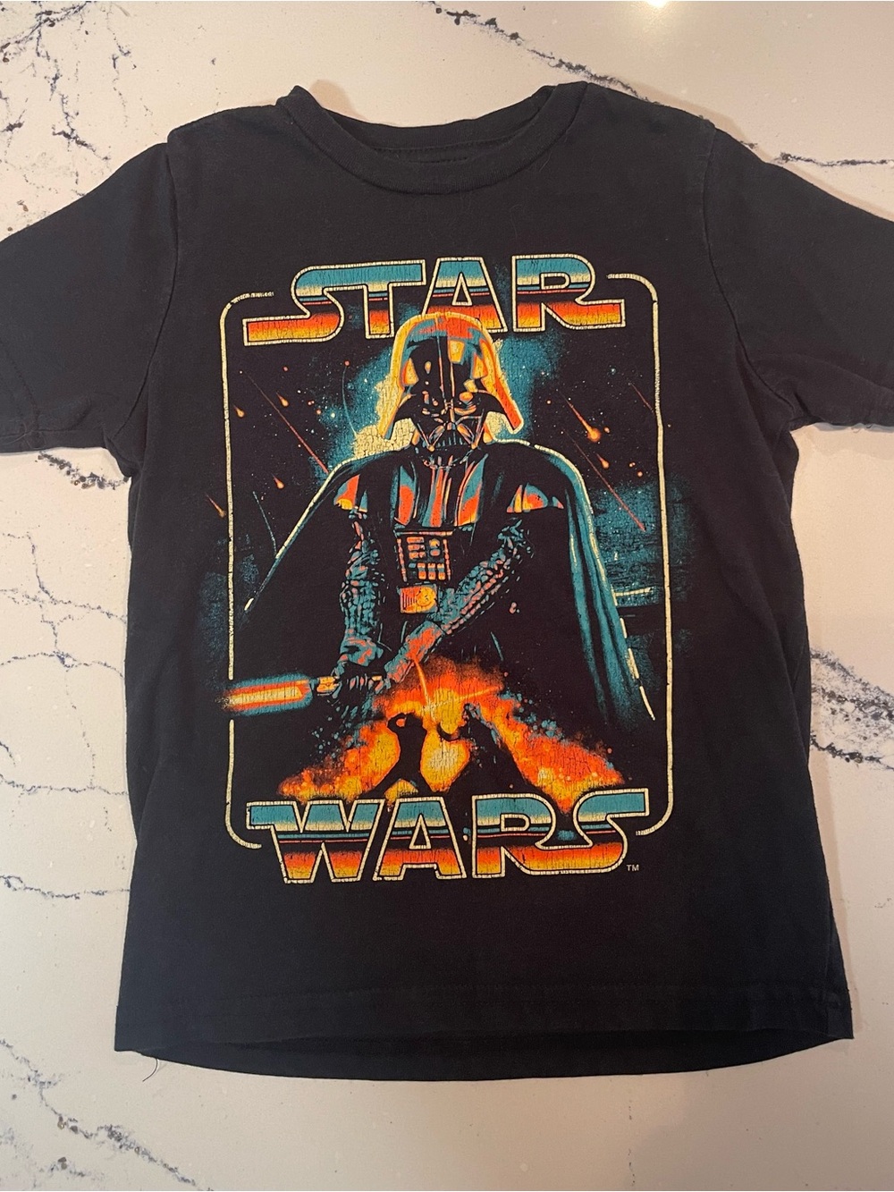 MAD Engine Black Kids Star Wars Darth Vader Graphic Tee with Multicolor Print